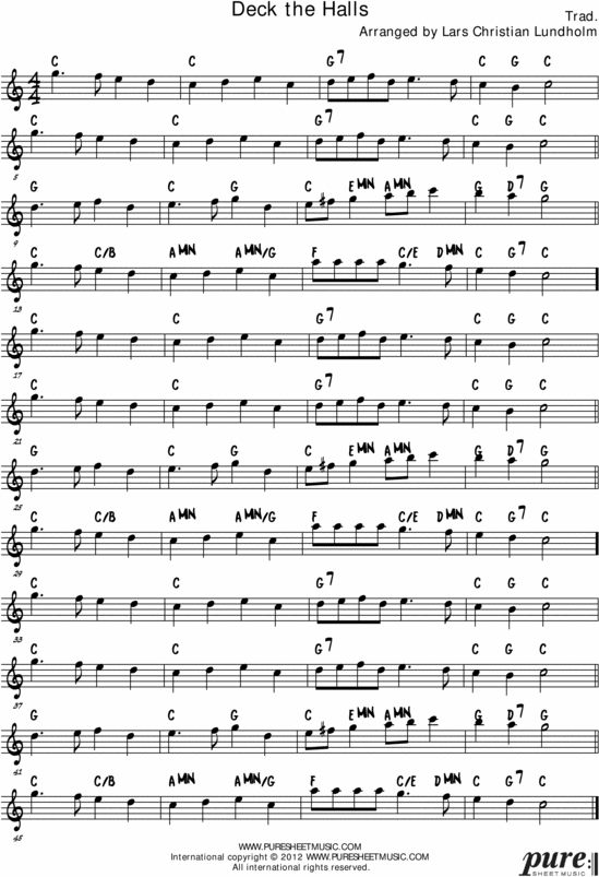 Product picture Deck the Halls Pure Sheet Music Solo for English Horn, Arranged by Lars Christian Lundholm