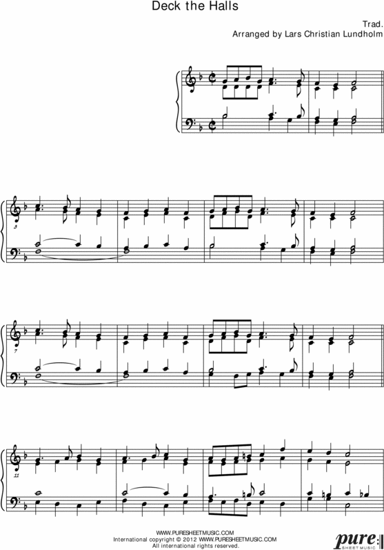 Product picture Deck the Halls Pure Sheet Music for Harpsichord, Arranged by Lars Christian Lundholm