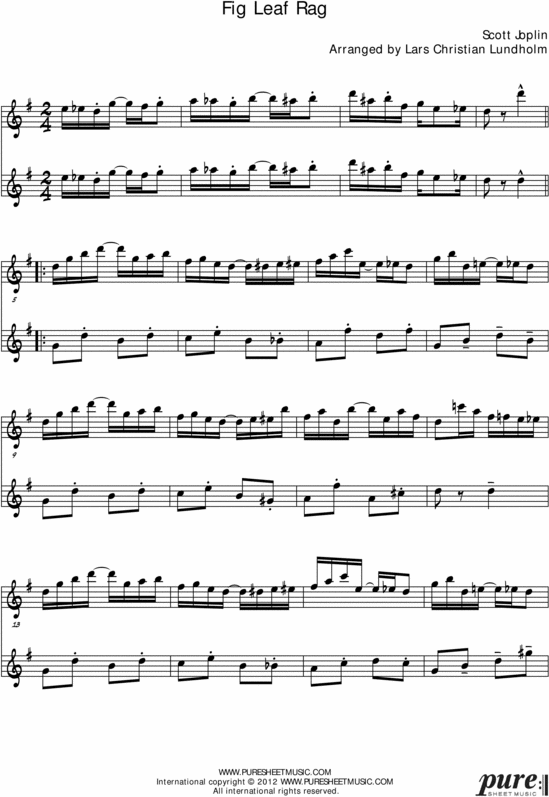 Product picture Fig Leaf Rag Pure Sheet Music Duet for Alto Saxophone and Baritone Saxophone, Arranged by Lars Christian Lundholm