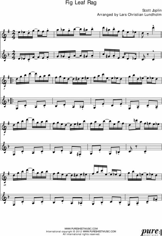 Product picture Fig Leaf Rag Pure Sheet Music Duet for Alto Saxophone and F Instrument, Arranged by Lars Christian Lundholm