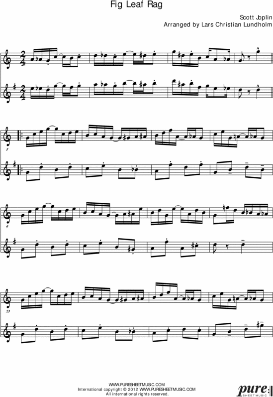 Product picture Fig Leaf Rag Pure Sheet Music Duet for Bb Instrument and Eb Instrument, Arranged by Lars Christian Lundholm