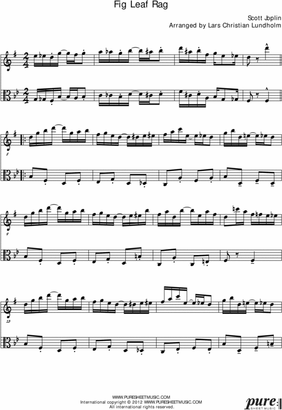 Product picture Fig Leaf Rag Pure Sheet Music Duet for Eb Instrument and Viola, Arranged by Lars Christian Lundholm