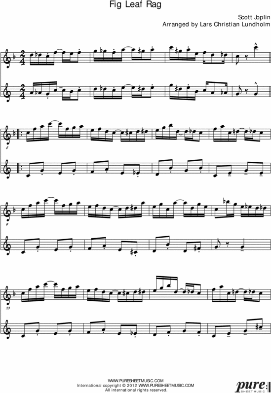 Product picture Fig Leaf Rag Pure Sheet Music Duet for F Instrument and Bb Instrument, Arranged by Lars Christian Lundholm