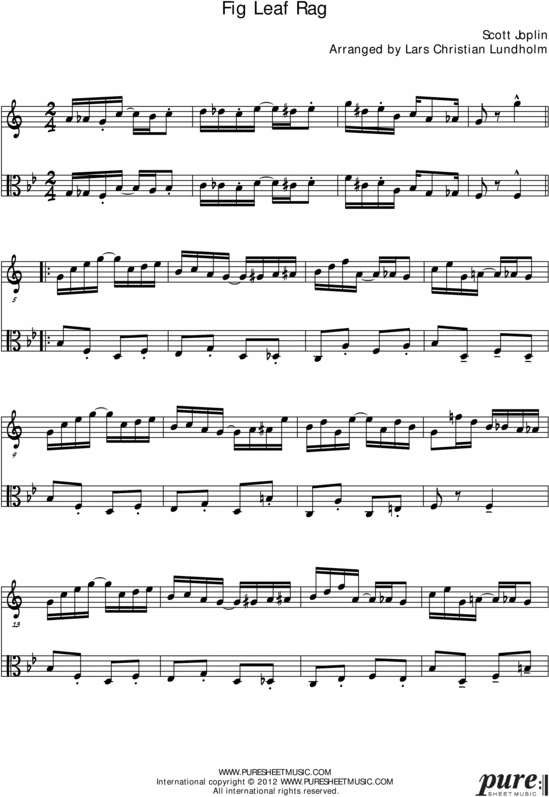 Product picture Fig Leaf Rag Pure Sheet Music Duet for Tenor Saxophone and Viola, Arranged by Lars Christian Lundholm