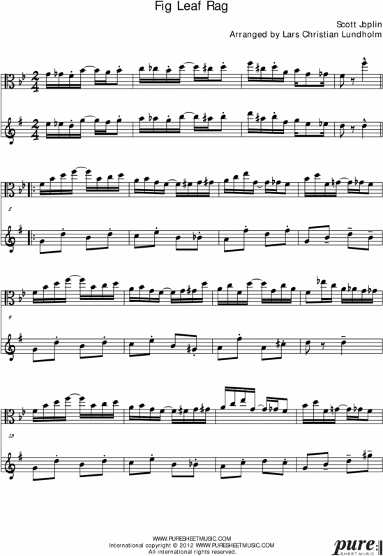 Product picture Fig Leaf Rag Pure Sheet Music Duet for Viola and Baritone Saxophone, Arranged by Lars Christian Lundholm