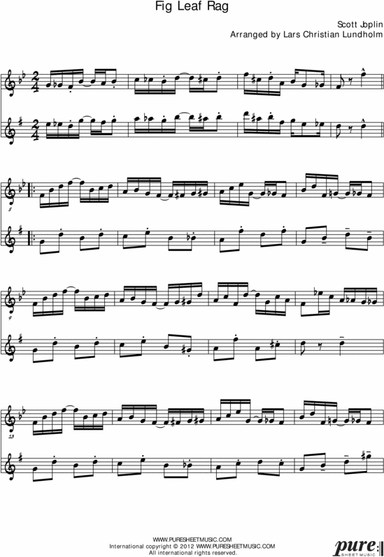 Product picture Fig Leaf Rag Pure Sheet Music Duet for Violin and Baritone Saxophone, Arranged by Lars Christian Lundholm