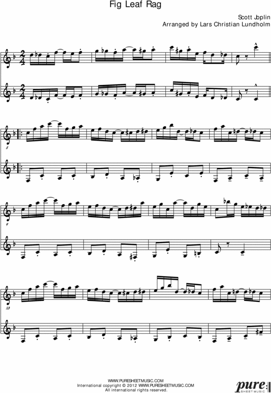 Product picture Fig Leaf Rag Pure Sheet Music Duet for Violin and Viola, Arranged by Lars Christian Lundholm