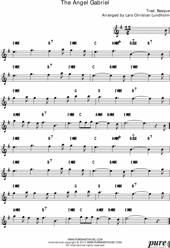 Product picture Gabriels Message Pure Sheet Music Solo for Baritone Saxophone, Arranged by Lars Christian Lundholm