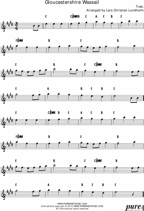 Product picture Gloucestershire Wassail Pure Sheet Music Solo for Baritone Saxophone, Arranged by Lars Christian Lundholm