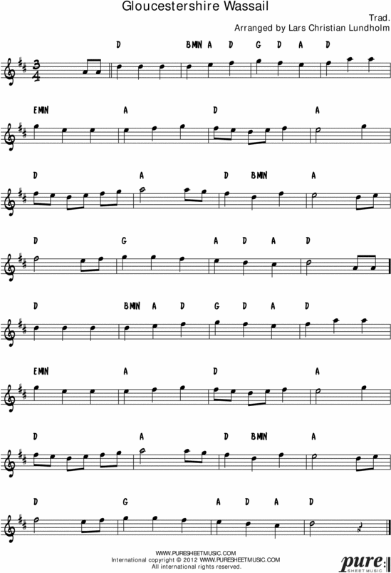 Product picture Gloucestershire Wassail Pure Sheet Music Solo for English Horn, Arranged by Lars Christian Lundholm