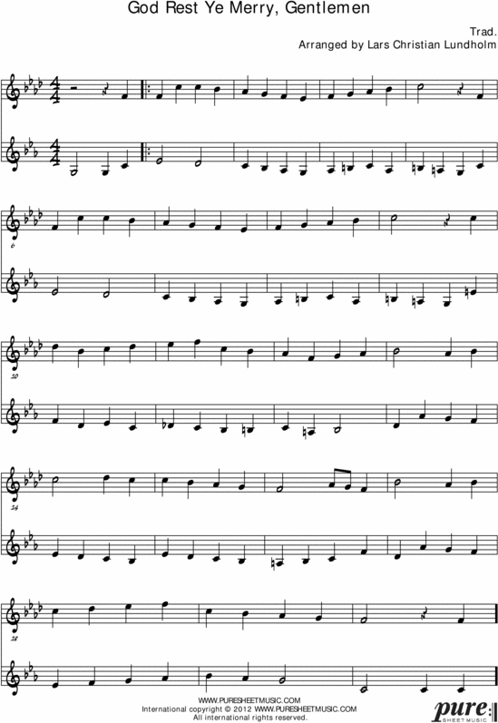 Product picture God Rest Ye Merry, Gentlemen Pure Sheet Music Duet for Flute and French Horn, Arranged by Lars Christian Lundholm