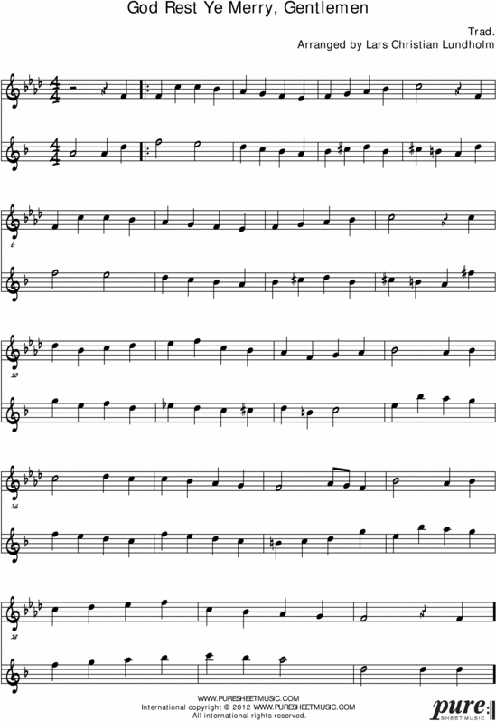 Product picture God Rest Ye Merry, Gentlemen Pure Sheet Music Duet for Flute and Eb Instrument, Arranged by Lars Christian Lundholm