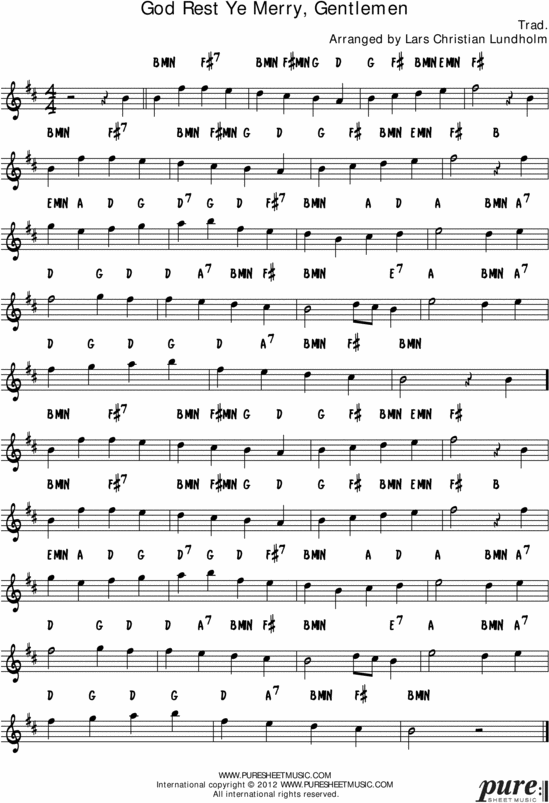 Product picture God Rest Ye Merry, Gentlemen Pure Sheet Music Solo for French Horn, Arranged by Lars Christian Lundholm