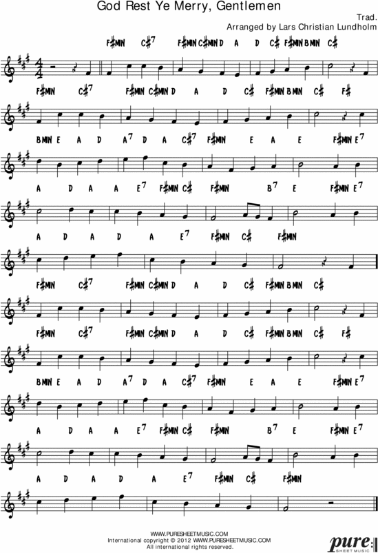 Product picture God Rest Ye Merry, Gentlemen Pure Sheet Music Solo for Soprano Saxophone, Arranged by Lars Christian Lundholm