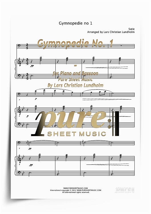 Product picture Gymnopedie No. 1 for Piano and Bassoon (PDF file), Pure Sheet Music arranged by Lars Christian Lundholm