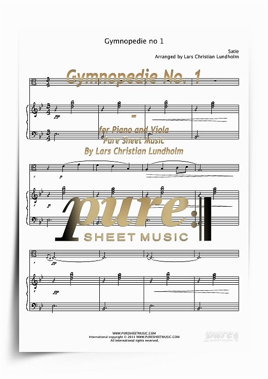 Product picture Gymnopedie No. 1 for Piano and Viola (PDF file), Pure Sheet Music arranged by Lars Christian Lundholm