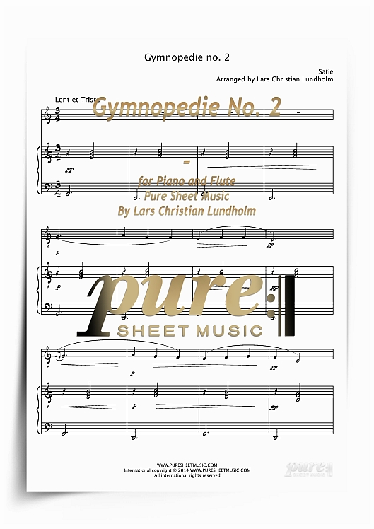 Product picture Gymnopedie No. 2 for Piano and Flute (PDF file), Pure Sheet Music arranged by Lars Christian Lundholm