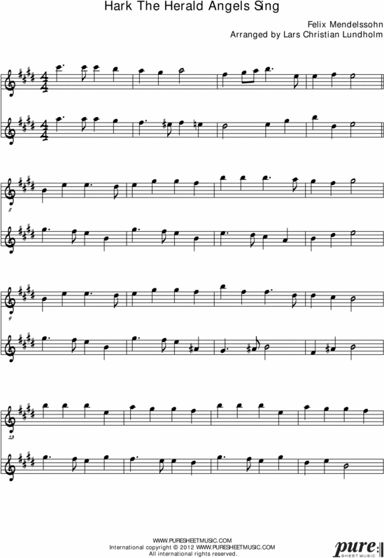 Product picture Hark The Herald Angels Sing Pure Sheet Music Duet for Baritone Saxophone and Eb Instrument, Arranged by Lars Christian Lundholm