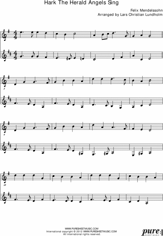 Product picture Hark The Herald Angels Sing Pure Sheet Music Duet for C Instrument and French Horn, Arranged by Lars Christian Lundholm