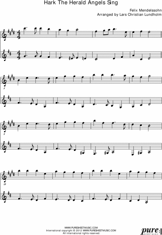 Product picture Hark The Herald Angels Sing Pure Sheet Music Duet for Eb Instrument and French Horn, Arranged by Lars Christian Lundholm
