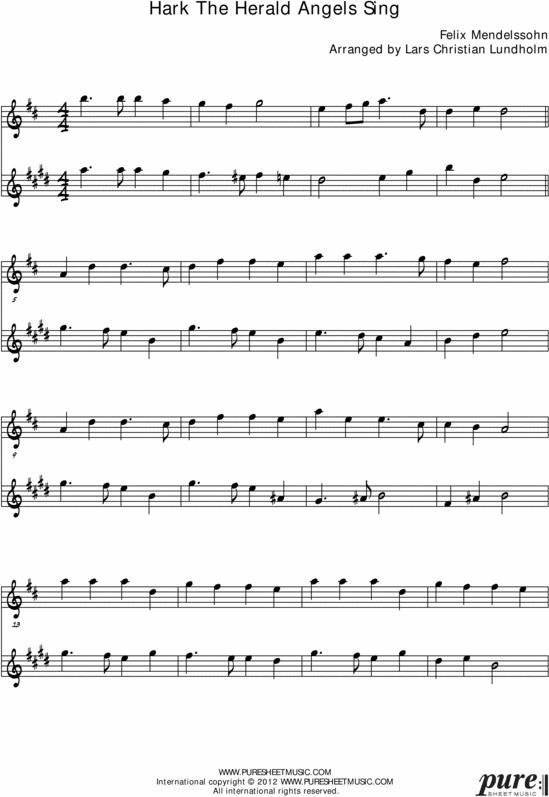 Product picture Hark The Herald Angels Sing Pure Sheet Music Duet for English Horn and Eb Instrument, Arranged by Lars Christian Lundholm