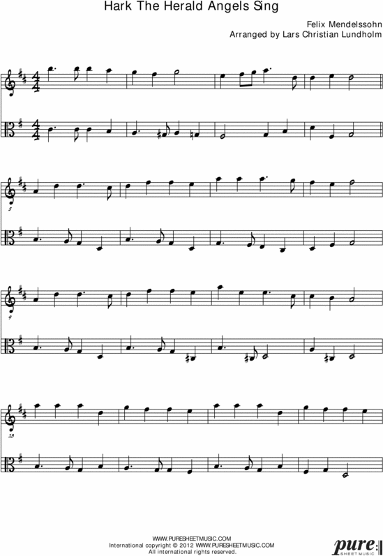 Product picture Hark The Herald Angels Sing Pure Sheet Music Duet for English Horn and Viola, Arranged by Lars Christian Lundholm