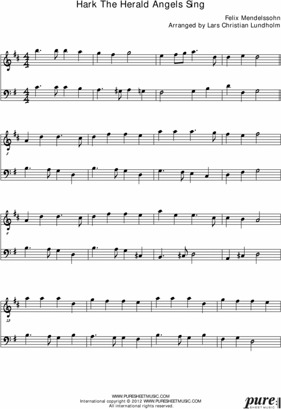 Product picture Hark The Herald Angels Sing Pure Sheet Music Duet for French Horn and Double Bass, Arranged by Lars Christian Lundholm