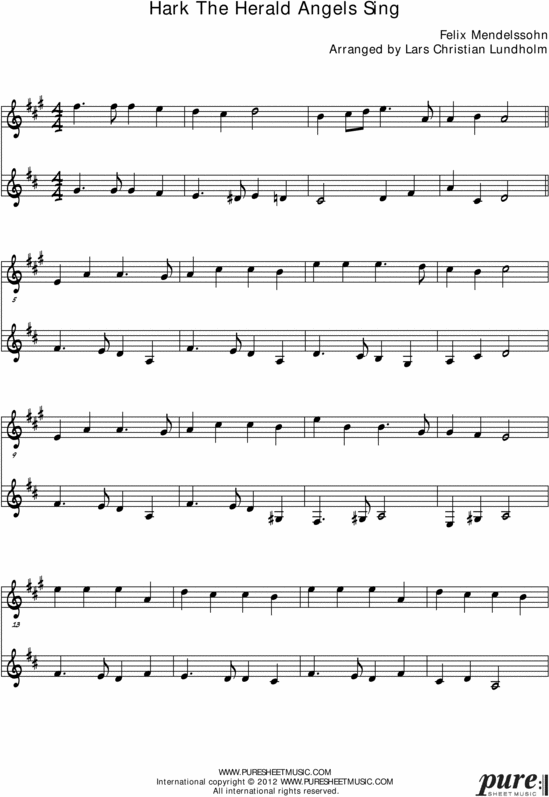 Product picture Hark The Herald Angels Sing Pure Sheet Music Duet for Soprano Saxophone and F Instrument, Arranged by Lars Christian Lundholm