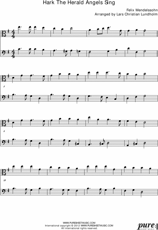 Product picture Hark The Herald Angels Sing Pure Sheet Music Duet for Viola and Tuba, Arranged by Lars Christian Lundholm