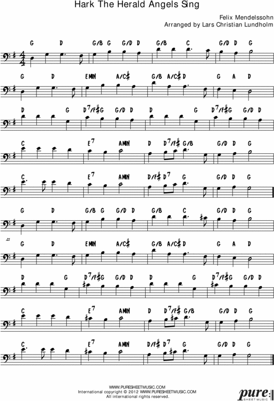 Product picture Hark The Herald Angels Sing Pure Sheet Music Solo for Bassoon, Arranged by Lars Christian Lundholm