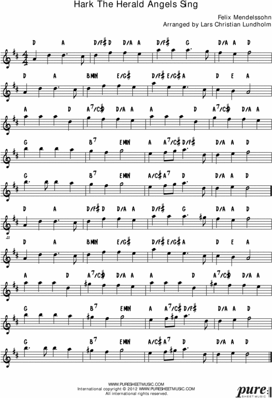 Product picture Hark The Herald Angels Sing Pure Sheet Music Solo for French Horn, Arranged by Lars Christian Lundholm