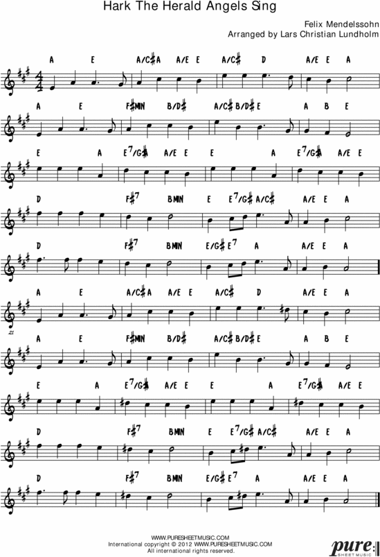 Product picture Hark The Herald Angels Sing Pure Sheet Music Solo for Soprano Saxophone, Arranged by Lars Christian Lundholm