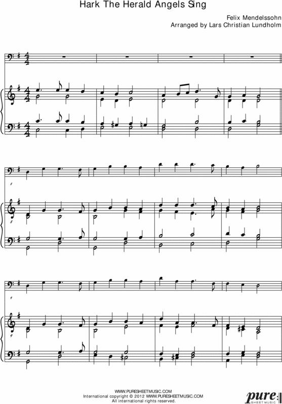 Product picture Hark The Herald Angels Sing Pure Sheet Music for Piano and Trombone, Arranged by Lars Christian Lundholm