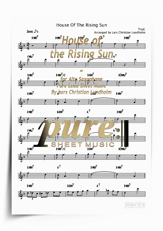 Product picture House of the Rising Sun for Alto Saxophone (PDF file), Pure Sheet Music arranged by Lars Christian Lundholm