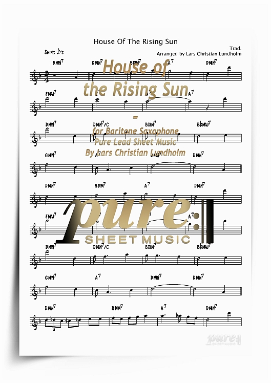 Product picture House of the Rising Sun for Baritone Saxophone (PDF file), Pure Sheet Music arranged by Lars Christian Lundholm