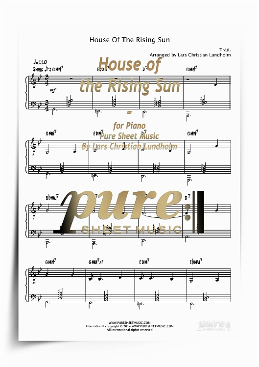 Product picture House of the Rising Sun for Piano (PDF file), Pure Sheet Music arranged by Lars Christian Lundholm