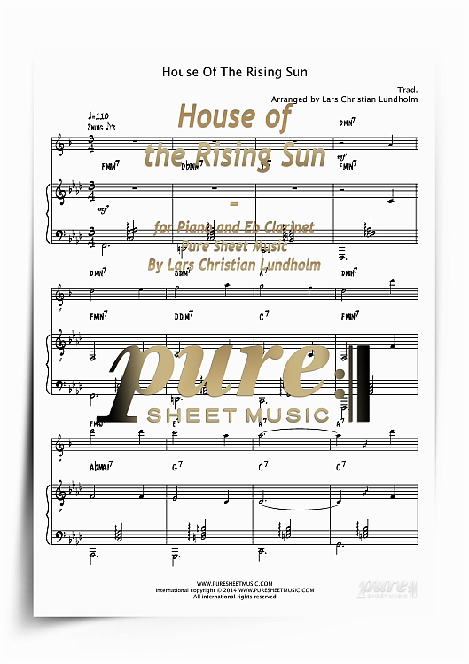 Product picture House of the Rising Sun for Piano and Eb Clarinet (PDF file), Pure Sheet Music arranged by Lars Christian Lundholm