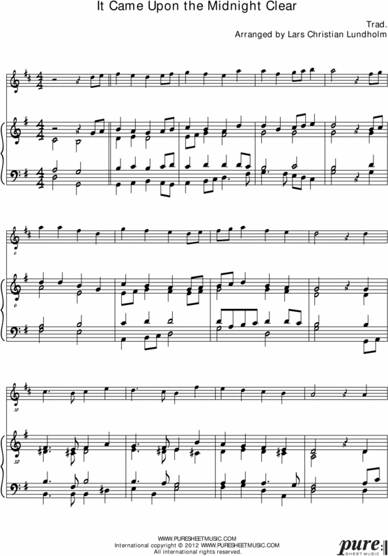 Product picture It Came Upon the Midnight Clear (UK) Pure Sheet Music for Organ and F Instrument, Arranged by Lars Christian Lundholm