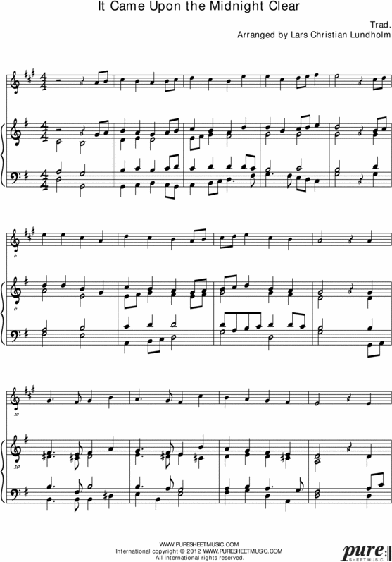 Product picture It Came Upon the Midnight Clear (UK) Pure Sheet Music for Organ and Bb Instrument, Arranged by Lars Christian Lundholm