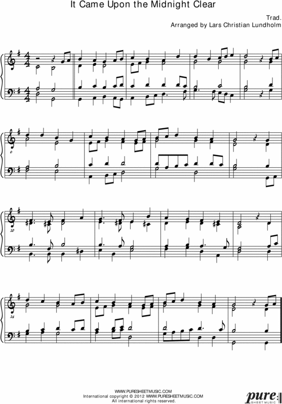 Product picture It Came Upon the Midnight Clear (UK) Pure Sheet Music for Organ, Arranged by Lars Christian Lundholm