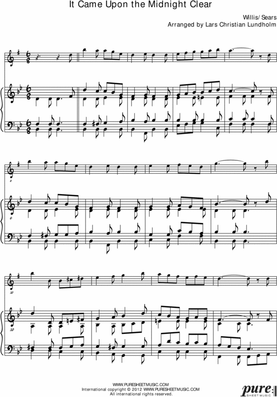 Product picture It Came Upon the Midnight Clear (US) Pure Sheet Music for Organ and Eb Instrument, Arranged by Lars Christian Lundholm