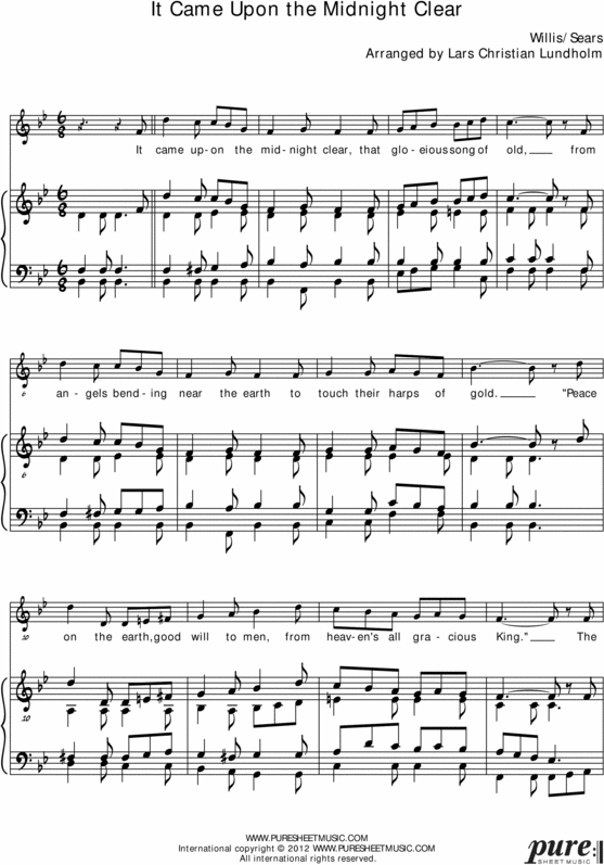 Product picture It Came Upon the Midnight Clear (US) Pure Sheet Music for Piano and Voice, Arranged by Lars Christian Lundholm