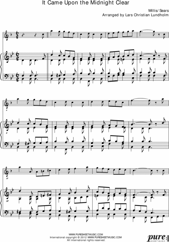 Product picture It Came Upon the Midnight Clear (US) Pure Sheet Music for Piano and F Instrument, Arranged by Lars Christian Lundholm