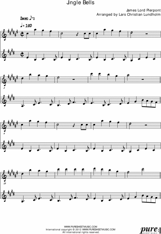 Product picture Jingle Bells Pure Sheet Music Duet for Alto Saxophone and F Instrument, Arranged by Lars Christian Lundholm