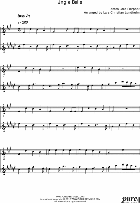 Product picture Jingle Bells Pure Sheet Music Duet for Trumpet and Eb Instrument, Arranged by Lars Christian Lundholm