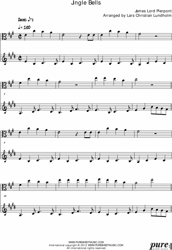 Product picture Jingle Bells Pure Sheet Music Duet for Viola and F Instrument, Arranged by Lars Christian Lundholm