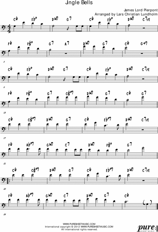 Product picture Jingle Bells Pure Sheet Music Solo for Cello, Arranged by Lars Christian Lundholm