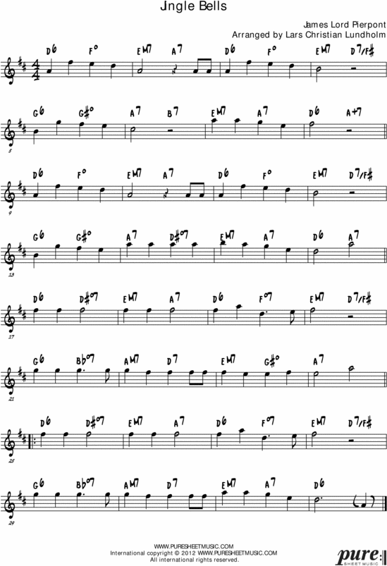 Product picture Jingle Bells Pure Sheet Music Solo for Trumpet, Arranged by Lars Christian Lundholm