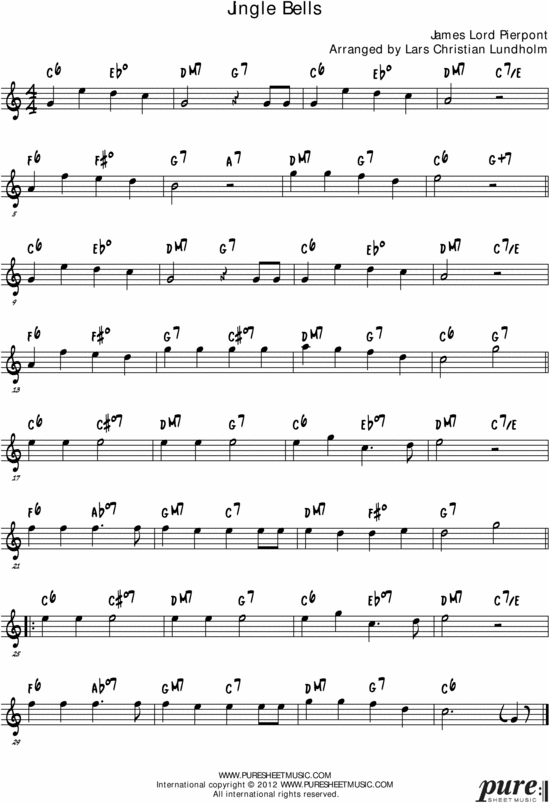 Product picture Jingle Bells Pure Sheet Music Solo for Violin, Arranged by Lars Christian Lundholm