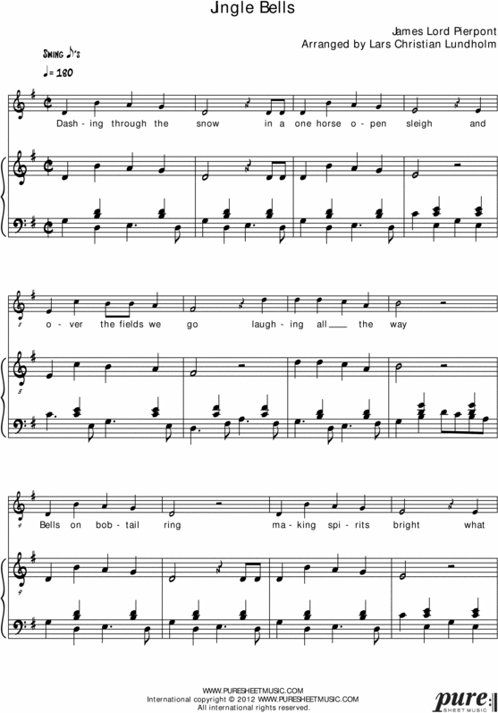 Product picture Jingle Bells Pure Sheet Music for Organ and Voice, Arranged by Lars Christian Lundholm